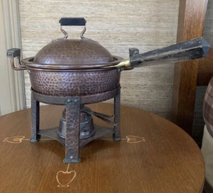 Joseph Heinrichs 1904 Pat'd hammered copper chafing dish brazier Arts & Crafts - Picture 1 of 11