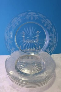 7 Luncheon Salad Plates Starburst Etched Basket Laurel Bryce 760 - Bild 1 von 4