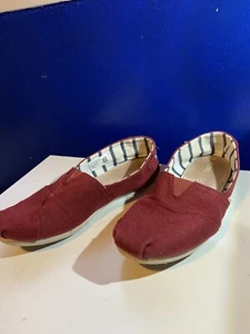 TOMS Alpargata Red Burgundy Canvas Slip On Loafer Flats Shoes Women’s Size 8 - Picture 1 of 5