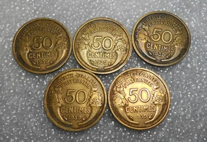 France  Coins  5 x 50 CENTIMES  1939   Circulated   - Picture 1 of 8