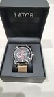 MEN?S LATOR CALIBRE L9180 CHRONOGRAPH WATCH ? 42 MM IP PLATED CASE ? BLACK DIAL