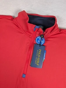 Polo Golf Ralph Lauren 1/4 Performance Pullover Mens Medium Red Wicking NWT - Picture 1 of 10