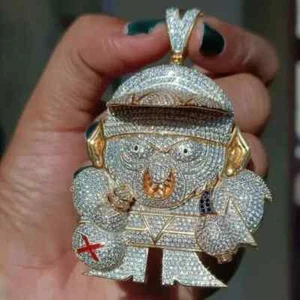 4Ct Round Cut Real Moissanite Men's Cartoon Pendant 14K Yellow Gold Plated - Picture 1 of 7