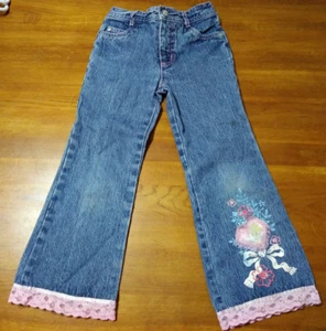 DISNEY PRINCESS SIZE 5 CINDERELLA THEME BLUE JEANS SNAP & ZIP CLOSURE #5G - Picture 1 of 4