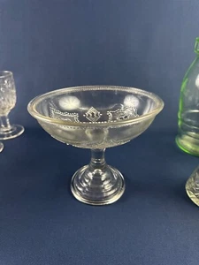 Antique Victorian BAKEWELL PEARS clear pressed glass compote c.1880+ - Picture 1 of 8