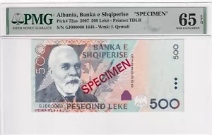 Albania, 500 Leke, 2007, UNC, p72as, Specimen - Picture 1 of 2