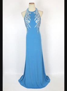 NUEVO $360 Turquesa JVN por Jovani Talla 2 Halter Baile de graduación Formal Vestido Largo Nuevo con etiquetas - Imagen 1 de 12