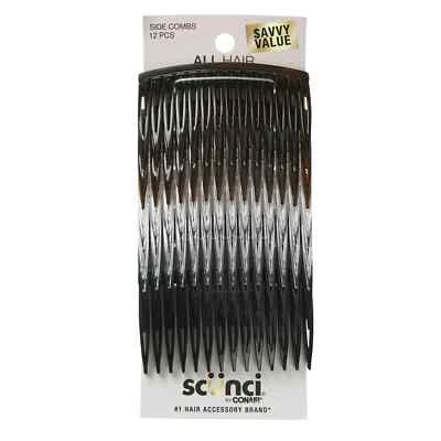 Scunci Plastic Side Hair Combs, Black, Clear, and Tortoise Shell, 12 Ct - Image 1 of 4
