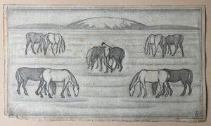 Disegno Di Matita Friedrich Westphal Paesaggio Con Cavalli 18,5 X 32,5 Cm - Bild 1 von 7