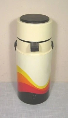 Dispensador de bebidas con bomba de vacío THERMOS de colección (años 70) rojo/naranja/amarillo ¡GROOVY!  Foto 1 de 2