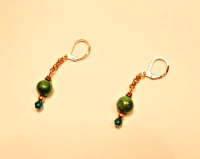 Dramáticos, elegantes, pendientes de piedras preciosas de crisocola, graduación, boda, discotecas, trabajo Foto 1 de 4