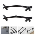 Black Branch Cabinet Handles - 2pcs Zinc Alloy Twig Knobs for Furniture Drawers