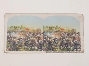 cartolina stereoscopica GUERRA ITALO-TURCA 1 colonie Libia Tripolitania Ain-Zara - Foto 1 di 2