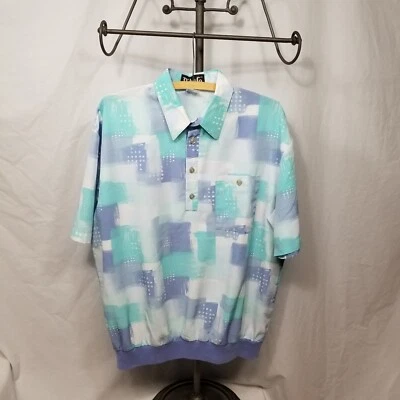 Camisa estilo polo D'Avila de colección verde y azul para hombre pincelada cintura talla grande Foto 1 de 4