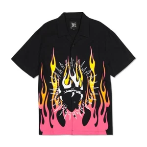 ED HARDY FIRE HEART CAMP SHIRT SIZE MEDIUM MSRP: $85.00 - Picture 1 of 2
