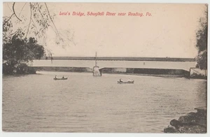 LEIZ’ BRIDGE Leize’s Leiszs SCHUYLKILL RIVER S/W Lesen PA Postkarte DB - Bild 1 von 2