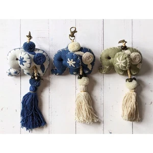 Elephant Keychain Handmade Thailand Souvenir with Tassel & Bell Christmas Gift - Picture 1 of 34