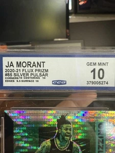 Ja Morant Prizm Graded 10 Gem Mint 2020-21 Flux Prizm #85 Silver Pulsar - Bild 1 von 5