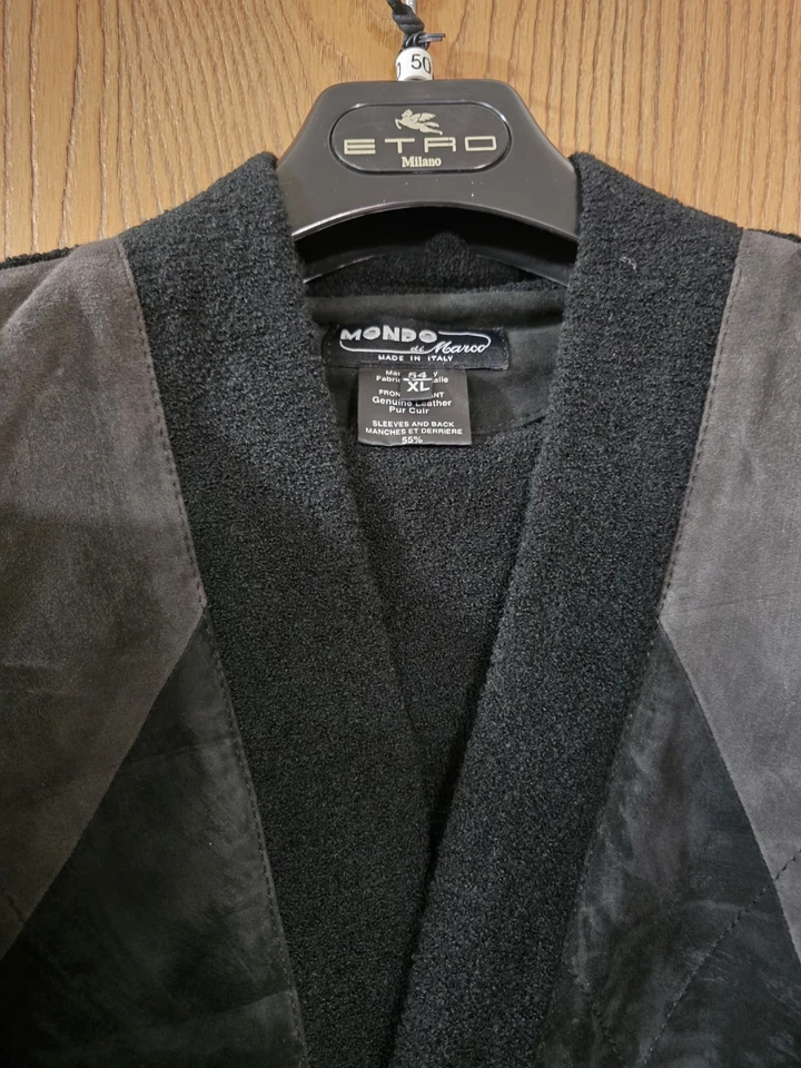 MARCO DE MONDO LEATHER and MORENO WOOL sweater/jacket.  54 Or 44US L VINTAGE 90s - Image 1 of 4