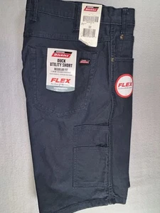 Dickies Shorts Men's 32 Flex Regular Fit Flat Front Navy Blue Work Multi Pocket - Picture 1 of 15
