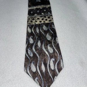 Pitti Uomo Moda Herren Krawatte aus 100 % italienischer Seide, braun, blau, creme - Bild 1 von 5