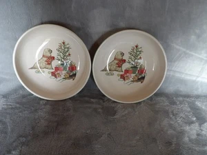 Lot of 2 Pier 1 Christmas Morning Pup's bowls/ironstone/ very cute/8' - Picture 1 of 5