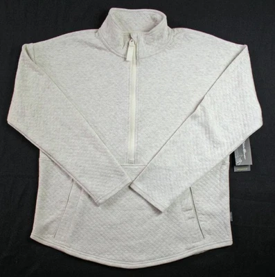 Camisa Pullover Eddie Bauer Para Mujer S 1/2 Cremallera Acolchada Ajuste Reg Cuello Simulado Avena Foto 1 de 4