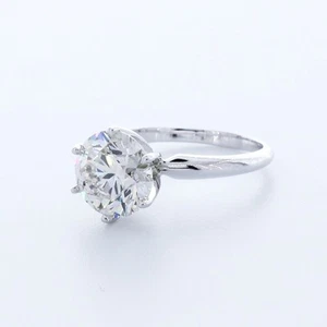 ANILLO SOLITARIO CLÁSICO PUNTA ORO 14K CORTE REDONDO D/VVS2 DIAMANTE CREADO EN LABORATORIO 3,0 QUILATES - Imagen 1 de 3