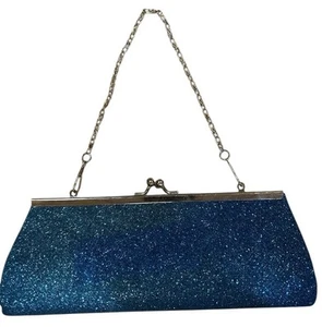 Women's Blue Purse Glitter Evening Bag Wedding Handbag Party New Without Tags - Picture 1 of 6