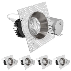 LUXRITE 4" LED Spotlight with Nickel Trim 25W 2000LM 5CCT Dimmable ETL 4PK - Picture 1 of 7