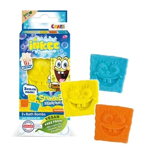 INKEE SpongeBob Badebomben Kinder 3er Pack - Bunte Badekugeln mit Popcorn Aroma - Bild 1 von 6