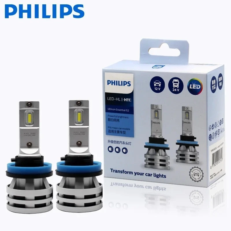 Philips Ultinon G2 LED H11 Headlight Bulbs 6500K White 24W 2-Pack UK New - Image 1 of 4