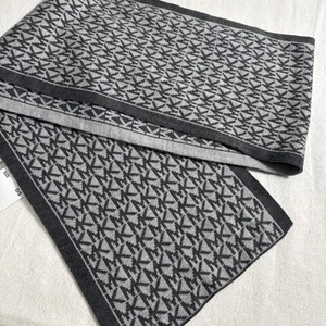 Michael Kors Scarf Signature MK Logo Charcoal & Gray - Picture 1 of 9