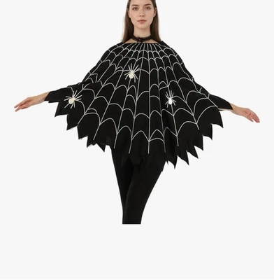 Poncho Spooktacular Creations Glow In The Dark Spider Web Viúva Negra Tamanho Único - Imagem 1 de 4