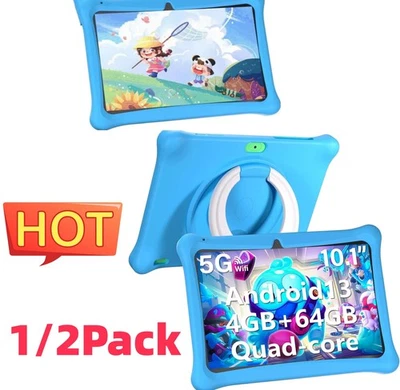 SGIN 1/2 Pack Kids Tablet 10.1" Android 13 Tablet for Kids 64GB Bluetooth Dual Camera
