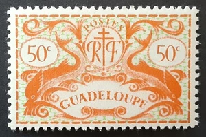 GUADELOUPE French Department 1945 50c MH Dolphins Mi 191 Scott 171 XF 9602 - Bild 1 von 3