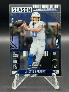 Boleto de temporada 2024 Contenders Optic Justin Herbert #31 LA Chargers tarjeta base - Imagen 1 de 2