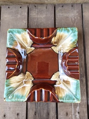 Gorgeous Roseville-RRP Co Pottery MCM Drip Glazed RRP Company Ashtray 9" Rare  - Image 1 of 4