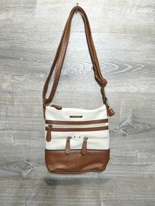 Stone & Co Creme und Braun Leder Handtasche Umhängetasche Handtasche Reißverschluss - Bild 1 von 8