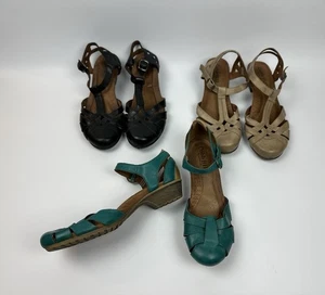 Lot Of 3 Cobb Hill New Balance Leather Ankle Strap Sandals Black Beige Teal 10W - Picture 1 of 11