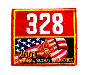 Troop 328 2001 National Scout Jamboree 3,5" x 4" Patch Red/Yellow Thread Border - Picture 1 of 2