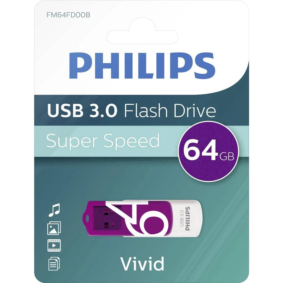 Clé USB 64 GB Philips VIVID FM64FD00B/00 violet USB 3.0 1 pc(s)