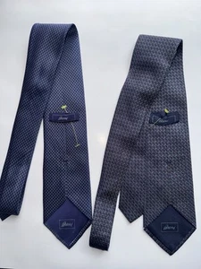 Lot of 2 "Brioni" Handmade In Italy Silk Tie Blue Pattern ~ Preowned - Picture 1 of 7