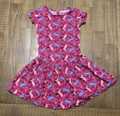 Vestido DotDot Smile Niñas Talla 7 Rosa Estampado Gato Giro Patinador Manga Corta C003 Foto 1 de 3