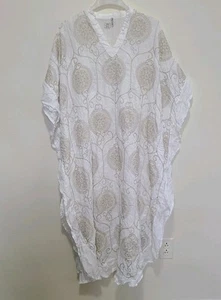 120% Lino White Long Sleeve Linen Dress  Cover Up sz 42/ S - Picture 1 of 8