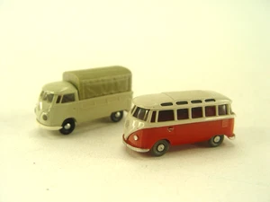 VW T1 Pritsche + Bus  -  2 Stck. Brekina HO Modelle  1:87       #401 gebr. - Picture 1 of 2