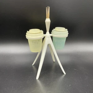 MCM Atomic Tupperware Sale e Pepe Shaker con Supporto Treppiede Stuzzicadenti Vintage - Foto 1 di 7