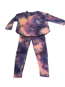 SHEIN Curve Lounge Set 3X Batik weiches Strick Shirt & Hose PJ braun Damen - Bild 1 von 7