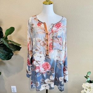 Soft Surroundings Women’s 1X Sevilla Embroidered Floral Tunic Blouse Top Boho - Picture 1 of 16