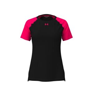 Under Armour Womens Performance Short Sleeve Shirt BLACK | PINK XL